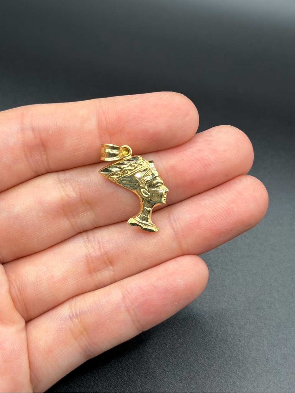 10K Solid Gold Nefertiti Charm Pendant